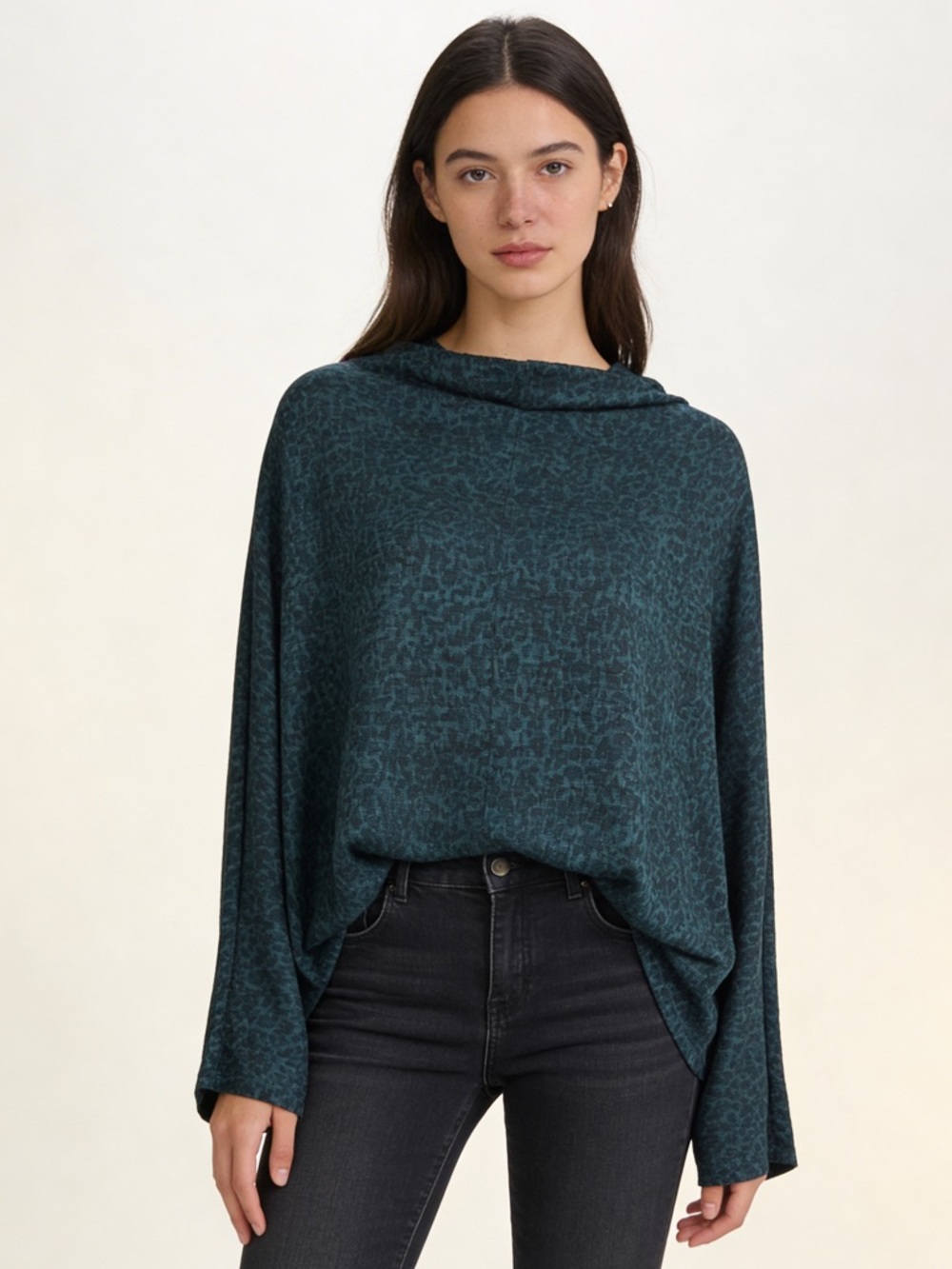 Banana Republic Leopard Print Dolman Sweater Green Large